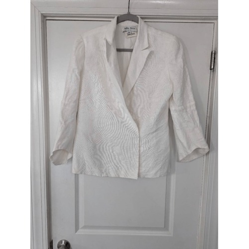 Carolina Herrera Linen Blazer women's 14 white Neiman Marcus Vintage luxury - Picture 1 of 8